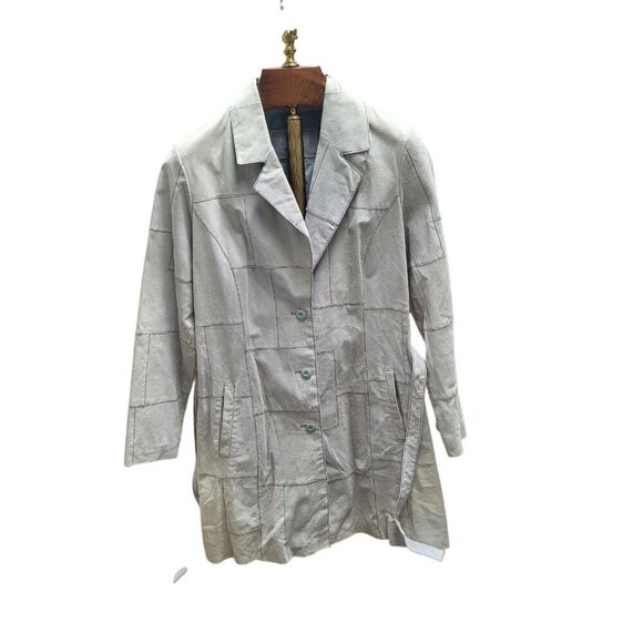 Vintage Wilsons Leather Maxima Stone Gray Suede Belted Driving Jacket Size Large - Picture 3 of 9